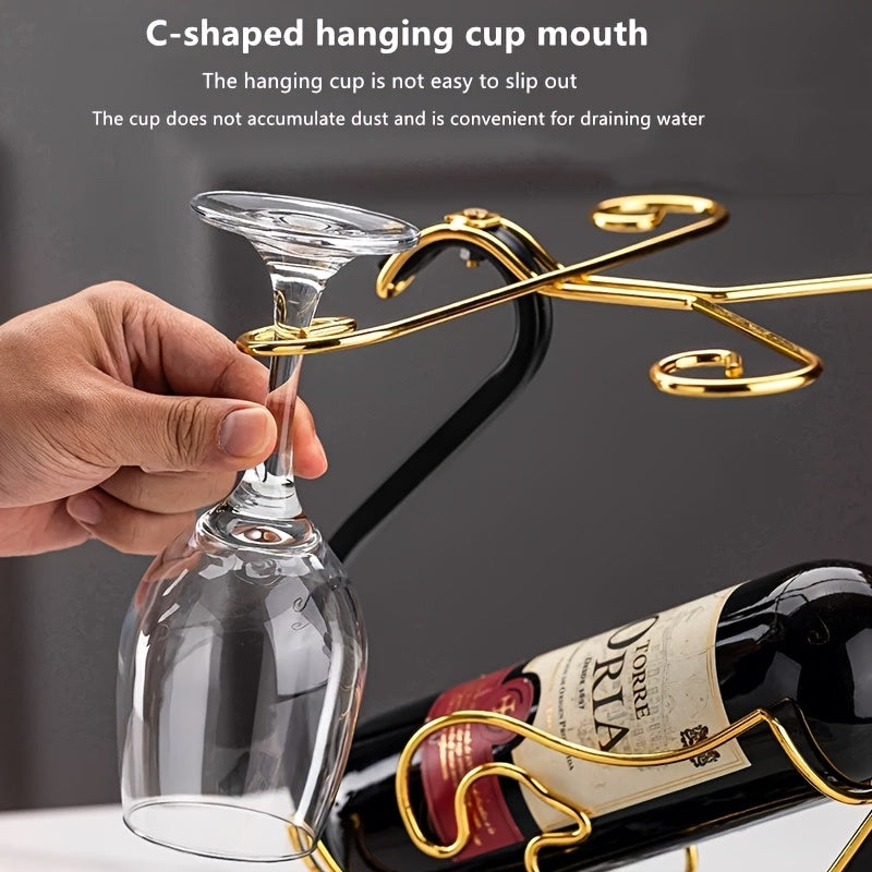 1pc soporte integrado para vino, diseñado para sostener 4 copas y una botella de vino, ideal para uso en el hogar, portavinos premium