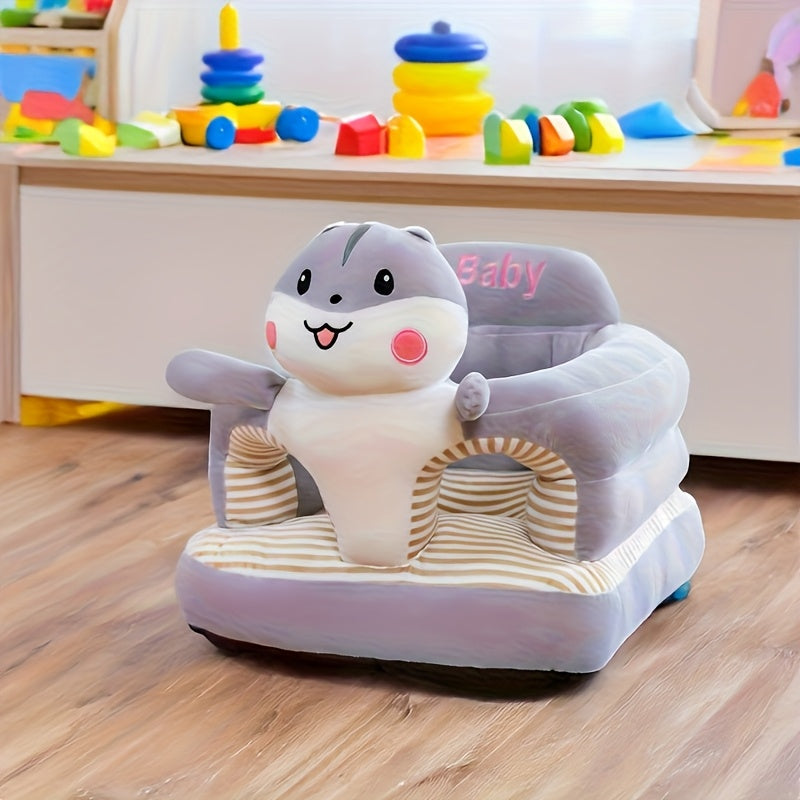 Una silla de brazos en forma de animal para bebés, asiento de aprendizaje para bebés con relleno, sofá suave de peluche para jóvenes, cojín de práctica de sentado, múltiples colores