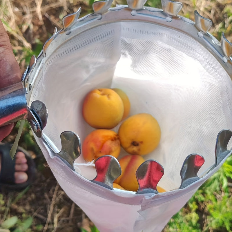 Recogedor de Frutas 2 en 1 con Varilla Telescópica y Bolsa de Malla - Ideal para Caqui, Manzanas, Mangos, Duraznos, Aguacates Naranjas, Sierra de Palo de 230'', Poste Ajustable de 6 Metros, Recolección de Frutas