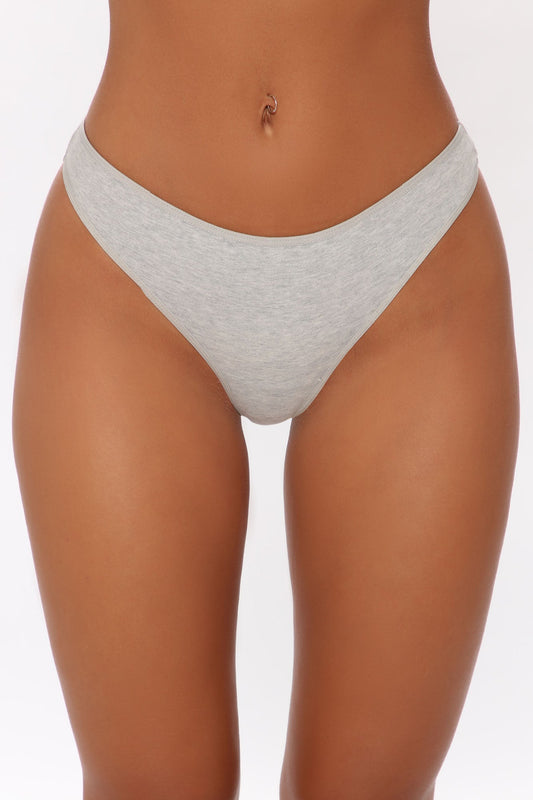 Panty tanga de algodón ajuste perfecto - Gris