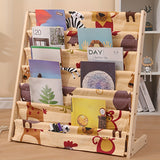 Estante de madera maciza multifuncional - Organizador de almacenamiento de varias capas con soporte de piso, adecuado para libros y suministros de arte, en blanco.