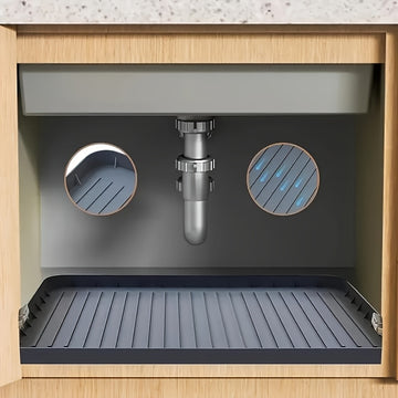 2 Piezas de Bandejas Impermeables para Fregadero Duraderas y Fáciles de Limpiar – Diseño Elegante con Rejillas Circulares para Gabinetes de Cocina y Baño