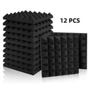 12 piezas de paneles acústicos HERTBER negros, 30x30x5 cm, retardantes de llama, alta densidad, diseño piramidal fácil de instalar para salas de conferencias, oficinas, estudios de entrenamiento, estudios de grabación y cines en casa, paneles modulares a