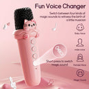 Máquina de karaoke mini para niños y adultos, lindo altavoz portátil inalámbrico con micrófono y luces coloridas, altavoz para fiestas familiares para niñas de 3 a 12 años, regalo perfecto para cumpleaños y Navidad.