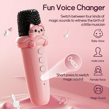 Máquina de karaoke mini para niños y adultos, lindo altavoz portátil inalámbrico con micrófono y luces coloridas, altavoz para fiestas familiares para niñas de 3 a 12 años, regalo perfecto para cumpleaños y Navidad.