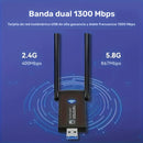 Adaptador WiFi USB AC1300Mbps de doble banda - Antena de alta ganancia de 5Dbi, Plug and Play, Compatible con Windows/Mac, Soporta redes 2.4G/5G, Control de aplicaciones, Modo de alimentación USB, Tensión de funcionamiento ≤36V, Conexión inalámbrica 2.4G
