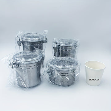 Juego de 4 Contenedores Sellados de Acero Inoxidable para Café, Caramelos, Frutas Secas y Té