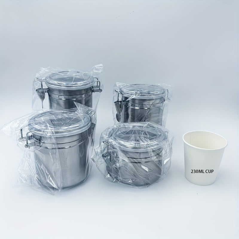 Juego de 4 Contenedores Sellados de Acero Inoxidable para Café, Caramelos, Frutas Secas y Té