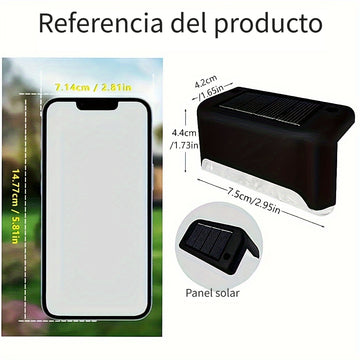 4pcs/8pcs Luz solar para escalones/escaleras, luces solares para exteriores con control de luz, luces solares para terraza para jardín, patio, escalones, barandilla, patio, decoración de camino de boda