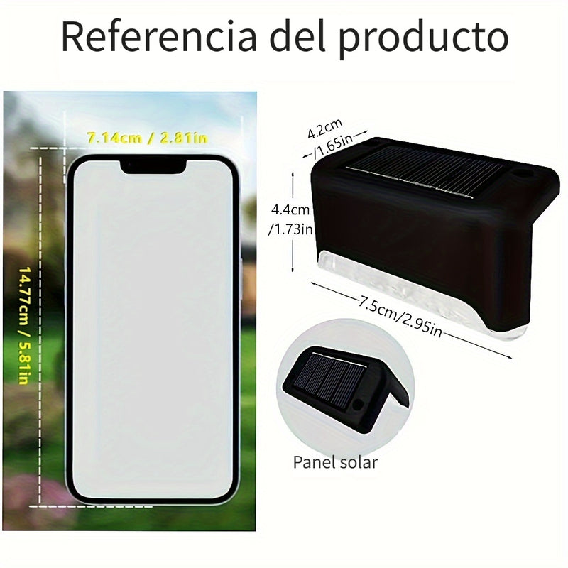 4pcs/8pcs Luz solar para escalones/escaleras, luces solares para exteriores con control de luz, luces solares para terraza para jardín, patio, escalones, barandilla, patio, decoración de camino de boda