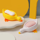 Jabonera con forma de pato auto-drenante, soporte para jabón de baño, bandeja de jabón con diseño de cascada lindo, conveniente para limpieza y almacenamiento