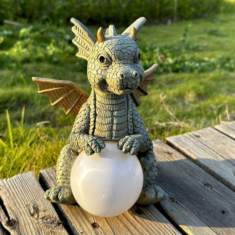 XXOASIS - Lámpara solar de dinosaurio para jardín, decoración de resina para exteriores, control de botón pulsador recargable, batería de níquel de 200 mAh, iluminación solar para exteriores.