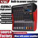 Amplificador Estéreo de Alta Potencia NXG TF-600D 450W con USB/Inalámbrico, Fuente de Alimentación Fantasma de 48V - Ideal para Subwoofers y Altavoces, Rojo con Acentos Negros, Amplificador de Potencia Incorporado