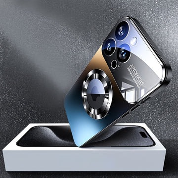 Nueva funda de carga inalámbrica magnética mate de titanio de desierto de lujo, compatible con for iphone 16, 15, 14, 13, 12, 11 Pro Max, 16Pro, con ventana de cámara de acrílico y protector de lente de vidrio, protector de impacto suave de TPU y cubiert