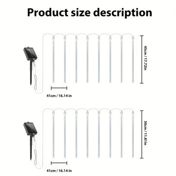 1-Pack Luces Solares de Lluvia Meteórica WELPUR con Encendido/Apagado Automático - Luces de Cadena Solar para Exteriores, IP65 Alta Calidad, para Jardín, Bodas, Navidad, Halloween, Decoraciones de Fiesta - Luces Colgantes con Estación de Carga Solar, Ilu