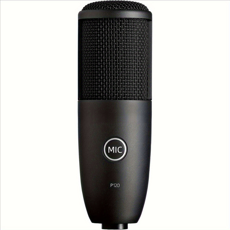 120 Micrófono de condensador profesional negro con conector XLR - Alta sensibilidad para transmisión en vivo, grabación de voz, estudio en casa y clases en línea, grabación de voz, diseño elegante, construcción duradera