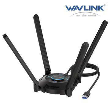 Adaptador USB WiFi 6 WAVLINK AX5400 para PC de escritorio, Adaptador inalámbrico USB WAVLINK con Tri-Banda 6GHz/2402mbps, 5GHz/2402mbps, 2.4GHz/571mbps, 4x5 antenas dBi, OFMASU, WPA3, Dongle WiFi USB para Windows 11/10 SOLO WN695X2