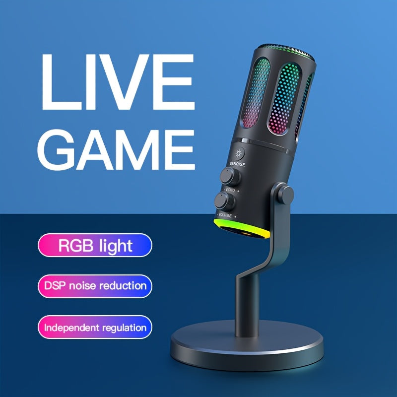 Micrófono de escritorio profesional USB para computadora de escritorio, micrófono de condensador para juegos electrónicos, grabación de conferencias de voz y radio, máquina todo en uno con soporte, adecuado para computadoras de PC, ASMR, grabación, trans