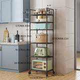 Estante de Almacenamiento de Cocina Multinivel Versátil con Ruedas - Carrito de Utilidad Grande y Rodante para Organización Fácil, Construcción Duradera de Metal y Plástico, Negro/Blanco