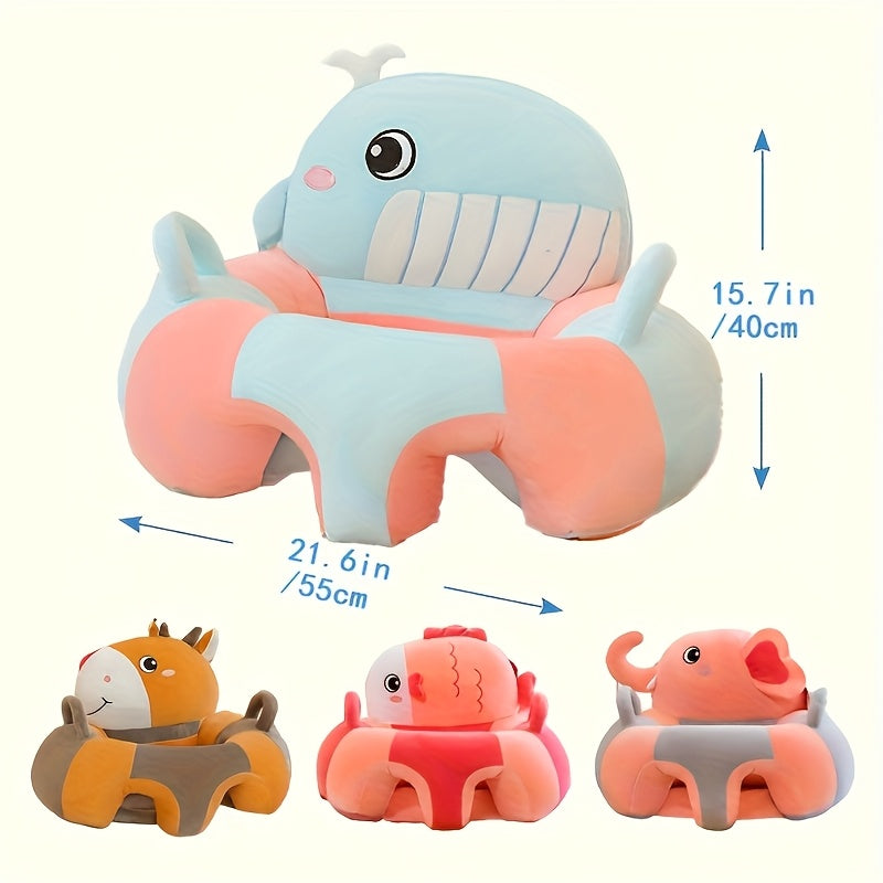 Una silla de brazos en forma de animal para bebés, asiento de aprendizaje para bebés con relleno, sofá suave de peluche para jóvenes, cojín de práctica de sentado, múltiples colores