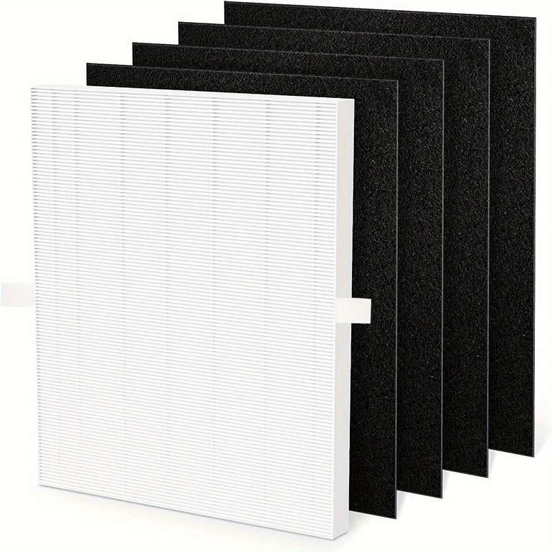 Juego de filtros de repuesto Winix PlasmaWave, 1 filtro HEPA verdadero + 4 prefiltros de carbón, compatible con purificadores de aire C535, 5300-2, 6300-2, P300, 9000, 5000, 5000B, material duradero de plástico y papel