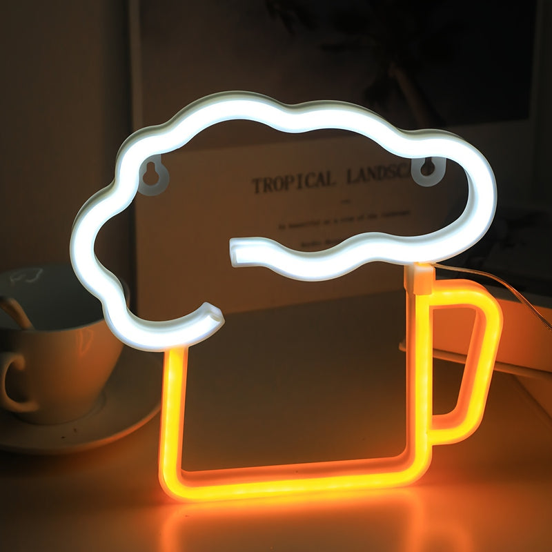 Letrero de cerveza LED con USB y batería, ideal para bares en casa, garajes, patios y cuevas de hombre, decoración de pared vibrante, regalo perfecto para novios