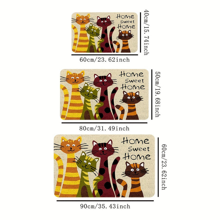 Tapete de suelo impreso con dibujos animados de cuatro gatos pequeños, super lindo, tapete de suelo de gato de dibujos animados cálido, adecuado para decorar salas de estar y