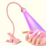 Secadora y pulidora de uñas flexible con cuello de ganso, alimentada por USB - Herramienta fácil de cuidado de uñas para el hogar, sin batería, sin alcohol, perfecta para salón y uso en casa, equipo profesional para manicura, accesorios para uñas con luz