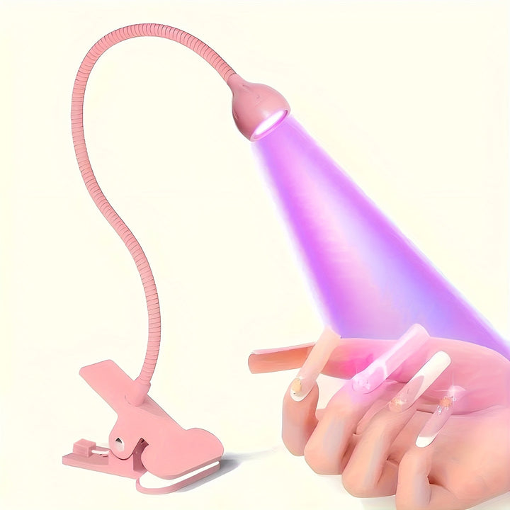 Secadora y pulidora de uñas flexible con cuello de ganso, alimentada por USB - Herramienta fácil de cuidado de uñas para el hogar, sin batería, sin alcohol, perfecta para salón y uso en casa, equipo profesional para manicura, accesorios para uñas con luz