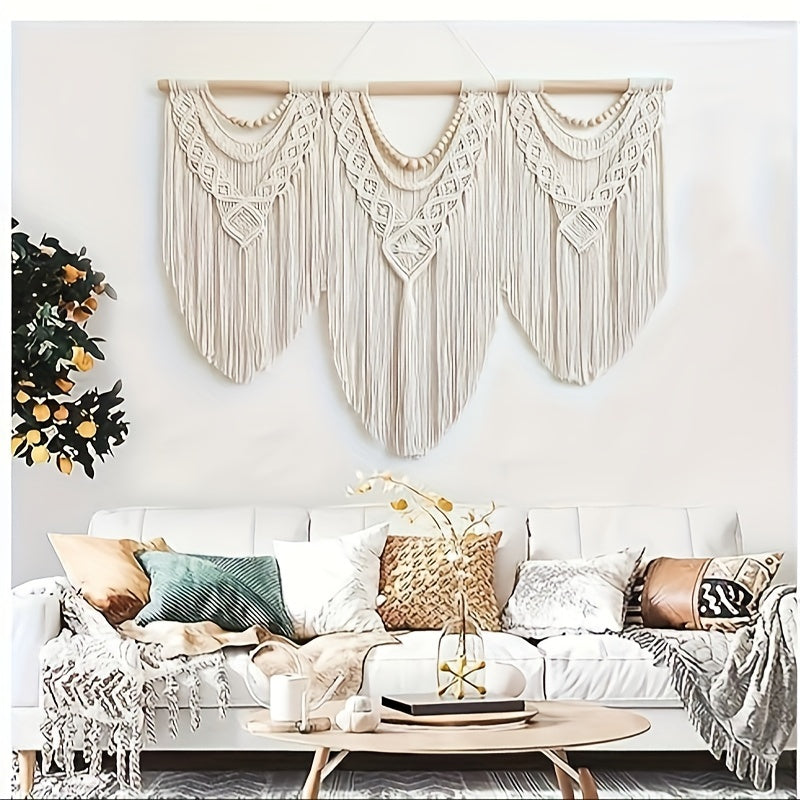 Tapiz bohemio con borlas grandes, decoración tejida a mano elegante para el hogar, dormitorio, sala de estar, bodas, fiestas de Halloween y Navidad