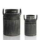 2 piezas Jarrones de metal vintage, Cubos de flores de granja rústica, forma cilíndrica, Centros de mesa decorativos de metal para decoración del hogar