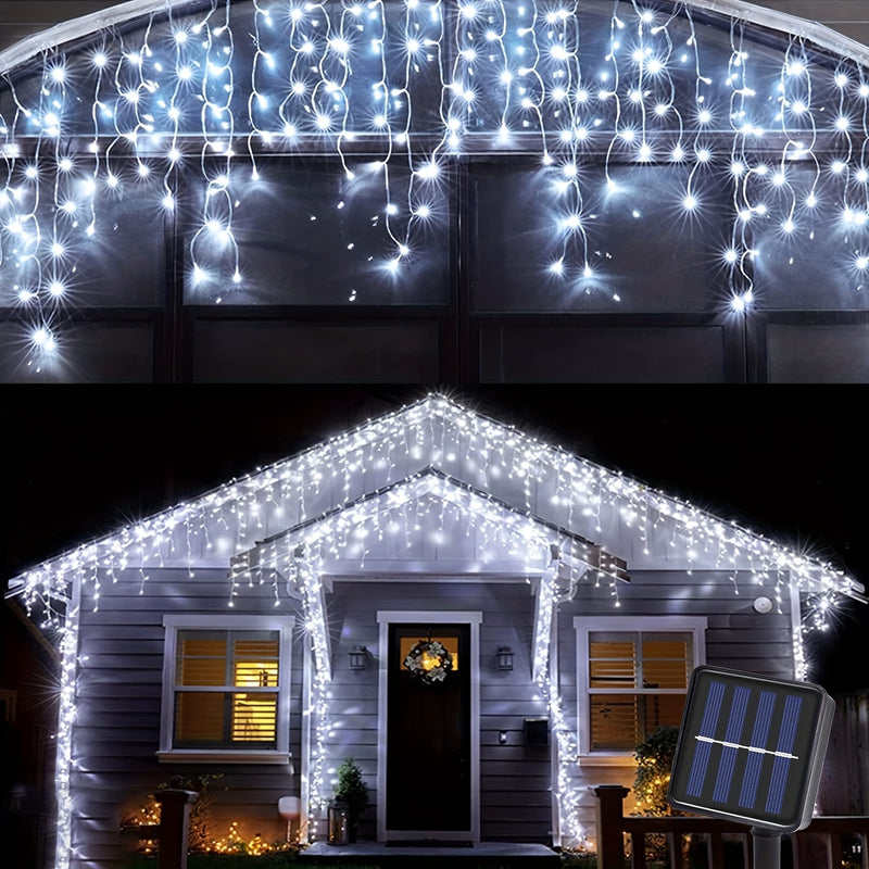 Luces de Hadas Solares en Forma de Copo de Nieve 4m/157.48in, Luces de Cadena con 8 Modos para Decoración de Aleras Exteriores, Árboles Navideños y Fiestas, Halloween y Navidad, Paquete de 1