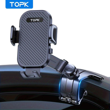 TOPK D42-J Soporte de Teléfono para Coche Ajustable 360° con Clip Antideslizante de Silicona, Compatible con Todos los Smartphones y Vehículos, Diseño Ergonómico para Conducción Segura, Soporte de Teléfono para Auto, Montaje Ajustable, Soporte Moderno y