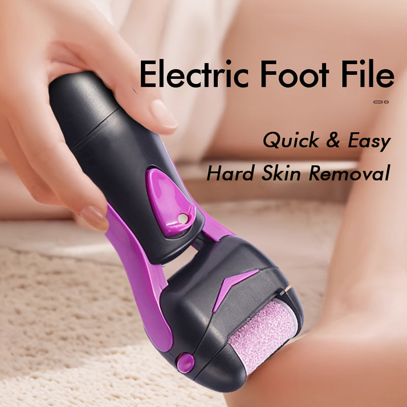 XUMTOM Lijadora eléctrica de pies - Lijadora de pies portátil con batería seca, con paño abrasivo giratorio, exfoliación sin dolor para la piel dura, eliminación de callos, mango antideslizante, ideal para uso en casa y viajes, cuidado de pies en viajes