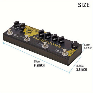 Pedal de Efectos AHAJII Todo en Uno con Coro, Retardo, Filtro Notch y EQ Boost - Procesador Multiefectos Digital, Entrada AUX, Salidas XLR/1/4" - Para Guitarra Acústica/Electrica, Estudio de Grabación y Presentaciones En Vivo - Pedalboard Compacto, Equip