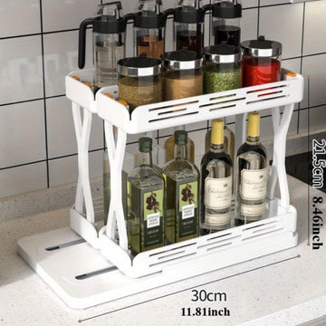 Organizador de especias extraíble, ideal para gabinetes - duradero, almacenamiento organizado con botellas deslizantes, estante giratorio multifuncional, soporte de especias para encimera de cocina, estantería rotativa para almacenaje en la cocina