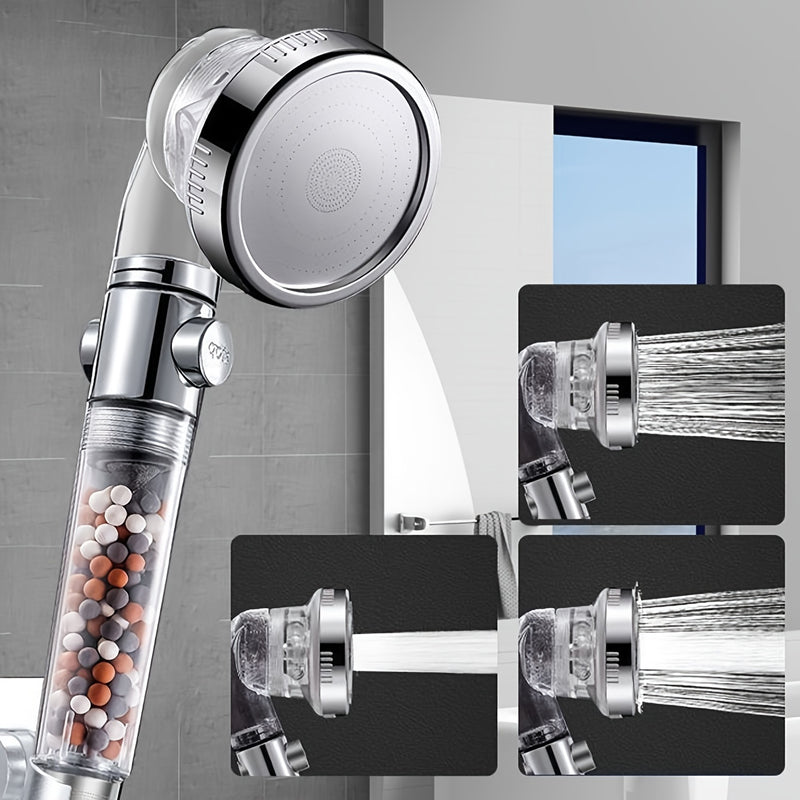 Cabezal de ducha de alta presión con 3 modos de funcionamiento, detención de agua con un solo clic - Espray de filtro de mano multifuncional con ajustes personalizables, ahorro de agua y fácil instalación, ajuste universal para duchas estándar, accesorio