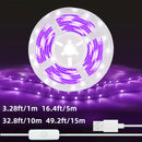 Tira de luces LED de 10.0 metros con alimentación USB, interruptor de llave, control por botón, luz púrpura y azul de 5V para protección ocular, decoración flexible para fiestas, Navidad, Halloween, cumpleaños, vitrinas e iluminación de carteles fluoresc