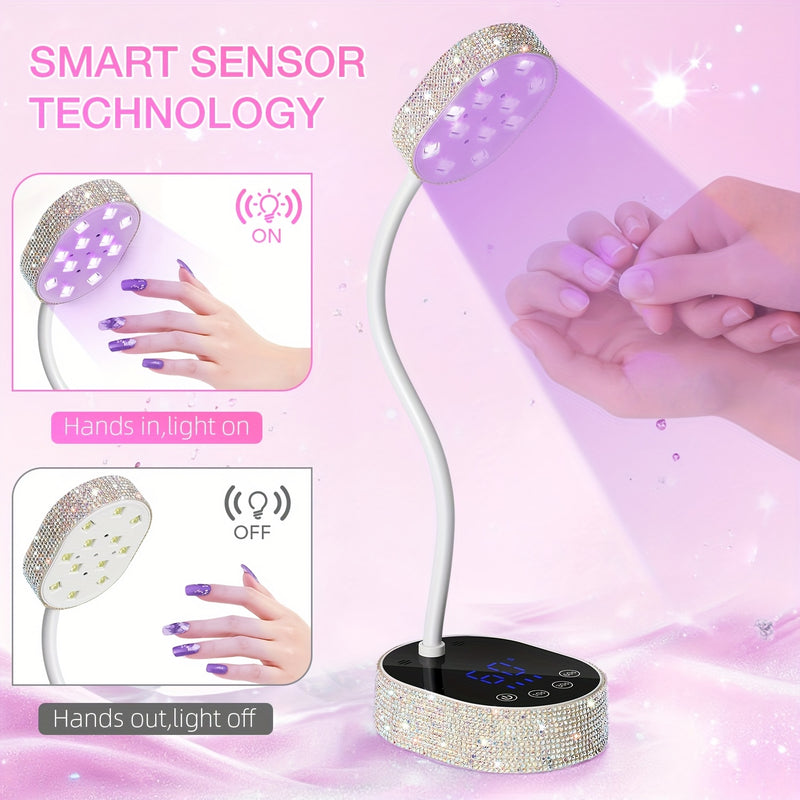 Linterna LED Recargable para Uñas, Secador de Gel Portátil Sin Cables con Batería y Giratorio 360°