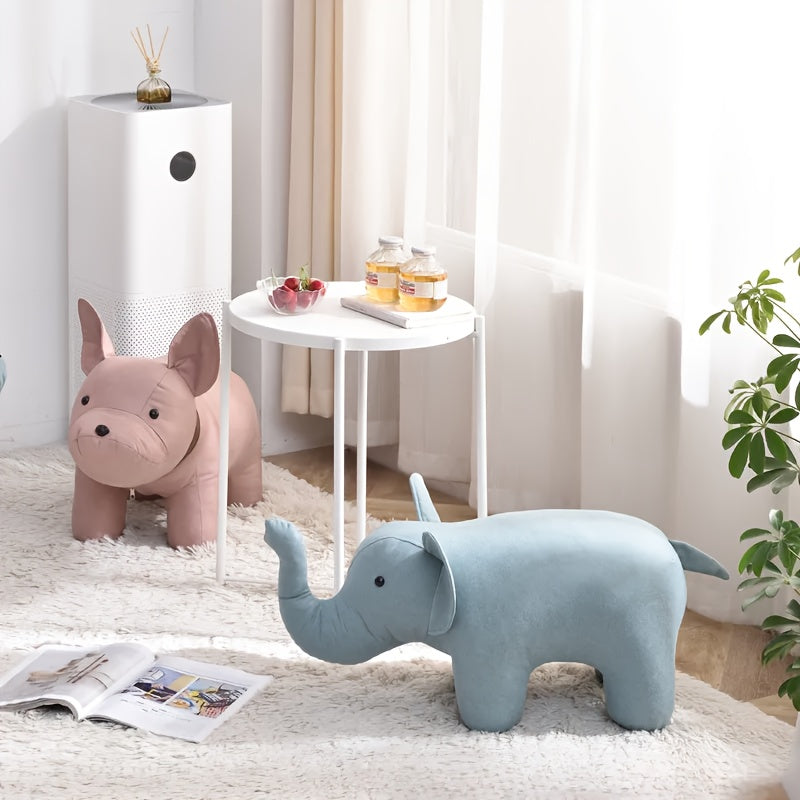 Taburete de Lujo Ligero con Diseño Animal | Taburete para Cambiarse Zapatos + Mesa Auxiliar de Sofá Dos en Uno, Estilo Biónico y Adorable, Almacenamiento para Entrada/Salón, Versátil, Estilo Nórdico de Lujo Ligero
