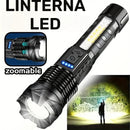 Una linterna multifuncional para exteriores, con un zoom telescópico súper brillante, luz de camping recargable, adecuada para viajes, camping, senderismo, pesca y emergencias.