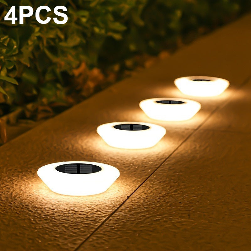 Conjunto de 4 Luces Solares para Caminos Exteriores, Encendido/Apagado Automático con Diseño Decorativo de Piedras Preciosas Enterradas en el Suelo, Iluminación Paisajística Duradera y Eficiente en Plástico para Jardín, Patio
