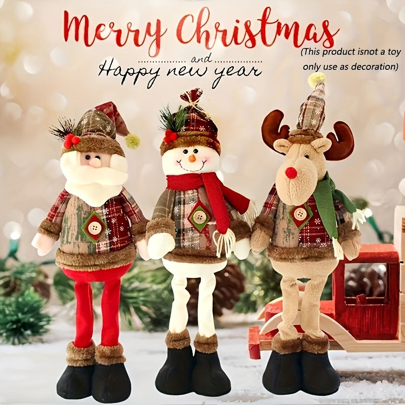 3 piezas, Muñeco de Navidad, Decoración de Año Nuevo, Reno Muñeco de Nieve Papá Noel Estación de decoración de muñecos Feliz Navidad, Decoración de Año Nuevo, Regalo de San Valentín, Decoración del hogar