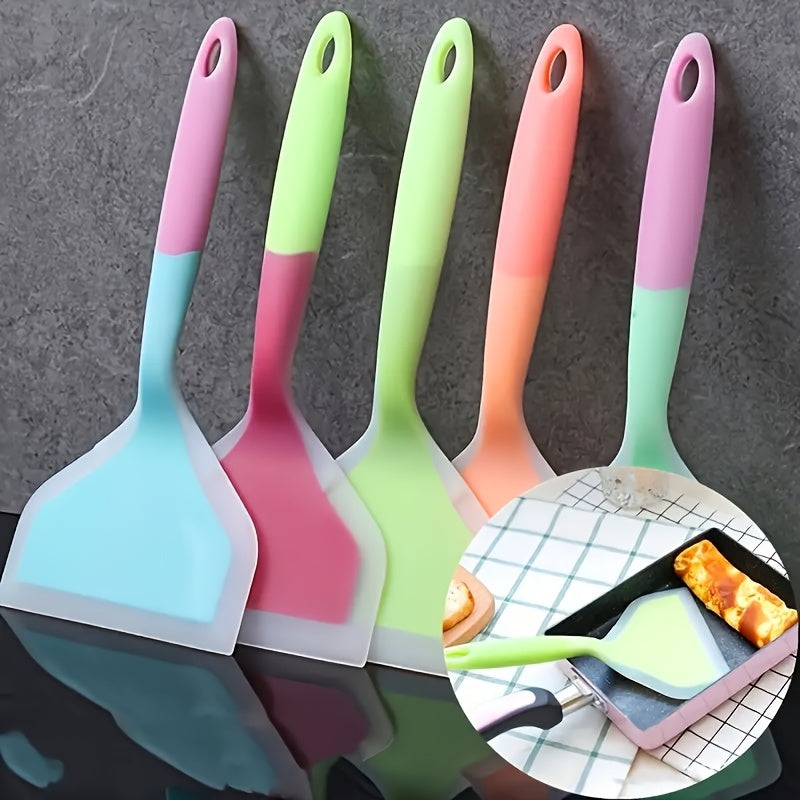 Espátula de silicona versátil - Antiadherente, resistente al calor para cocinar, revolver y asar - Ideal para panqueques, bistecs y más - Herramienta de cocina colorida | Diseño llamativo | Utensilio de cocina duradero