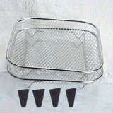 Juego de 6 Accesorios para Freidora de Aire de Acero Inoxidable: Rejilla Apilable, Base Elevadora - Compatible con Horno, Olla a Presión y la Mayoría de Freidoras. Rejilla Multifuncional Duradera y Segura con Diseño de Drenaje, Ideal para Papas Fritas, A