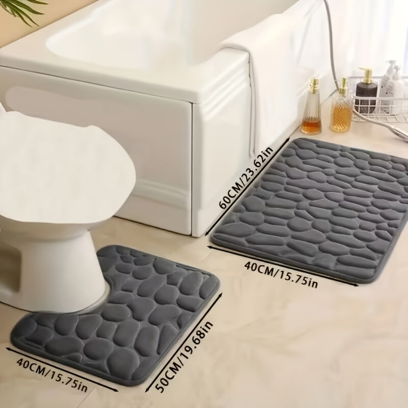 Juego de 2 tapetes de baño de lujo con memoria viscoelástica, superabsorbentes y antideslizantes, suaves y cómodos, accesorios para bañera y ducha, set de decoración para baño
