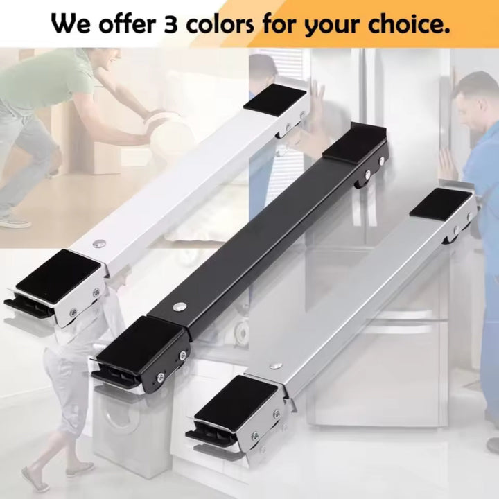 2 Piezas de Carro Ajustable para Electrodomésticos con 24 Ruedas, Cojín Antideslizante y Frenos - Sin Batería Necesaria para Refrigerador, Lavadora, Secadora, Muebles - Accesorios para Hogar, Soporte Resistente, Diseño Ergonómico con Palanca, Ruedas Equi