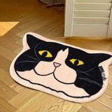 1 pieza, alfombra absorbente antideslizante con forma de gato en imitación de cachemira, suave y resistente al desgaste, para dormitorio o entrada, lavable a máquina, base de alfombra de poliéster