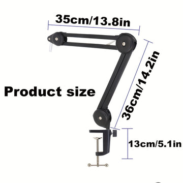 Brazo de micrófono ajustable de alta resistencia con canal de gestión de cables, sujeción de escritorio y instalación multifuncional para podcasting, podcast boomers, accesorios de micrófono