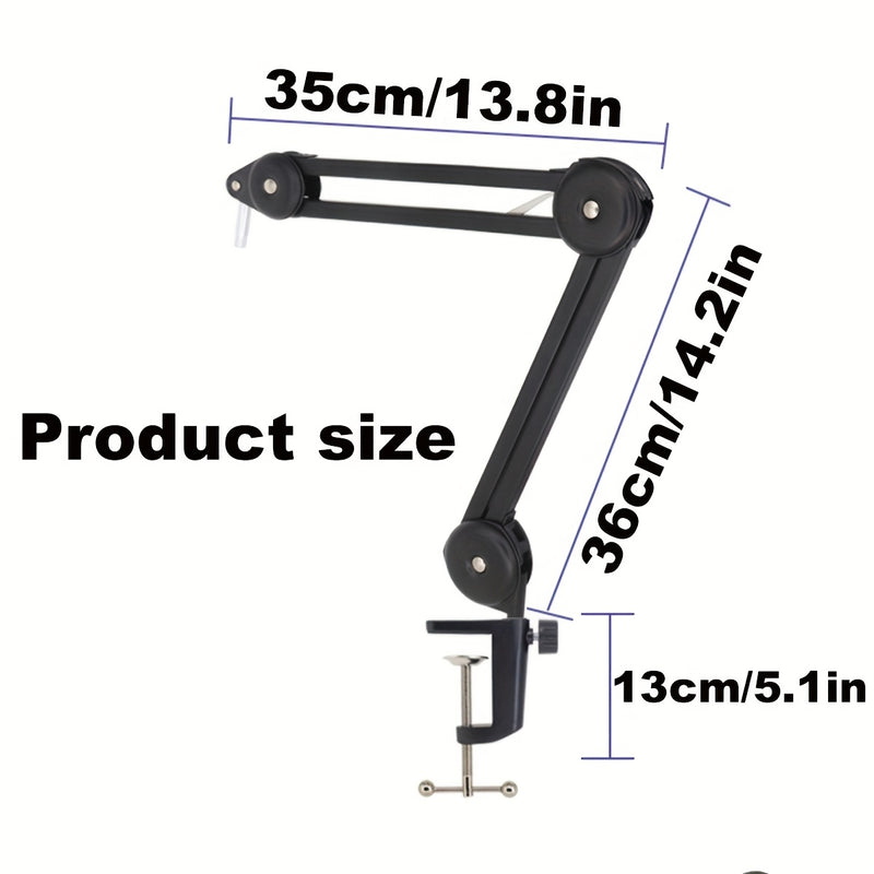 Brazo de micrófono ajustable de alta resistencia con canal de gestión de cables, sujeción de escritorio y instalación multifuncional para podcasting, podcast boomers, accesorios de micrófono